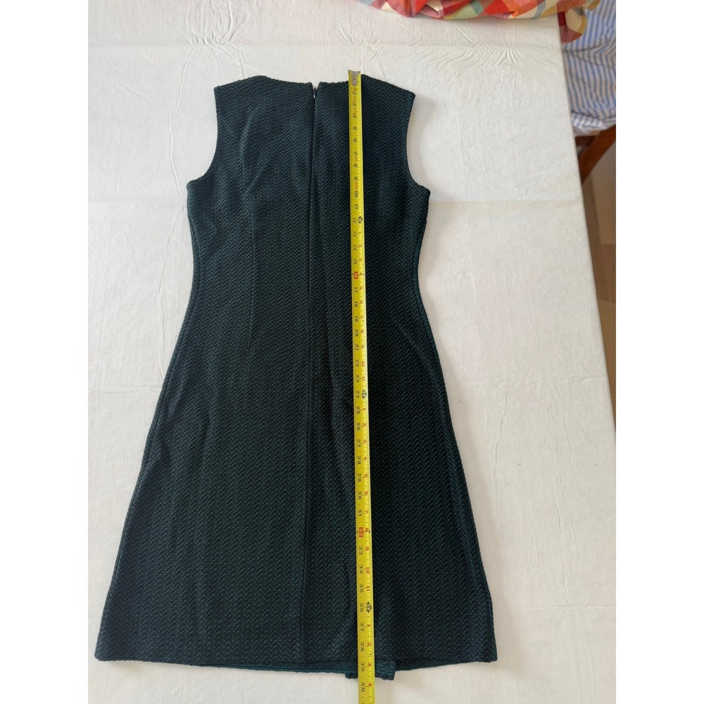 St. John Refined Textured Herringbone Fit & Flare Dress Petrol/Caviar Dress Sz 4 - Picture 9 of 9